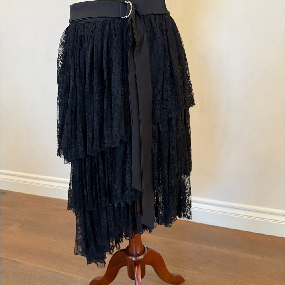 Elegant Black Lace Layered Skirt